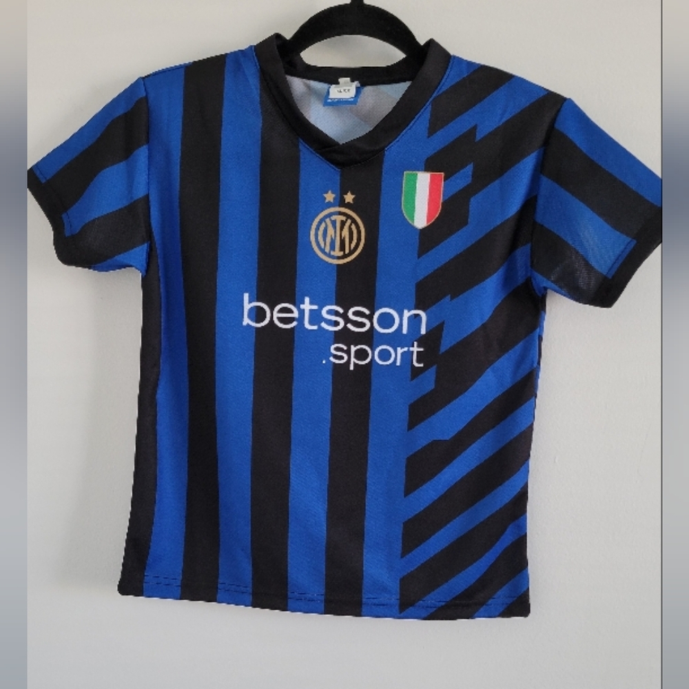 NWOT Inter Milan Kids Soccer Jersey - Blue and Black - size 6